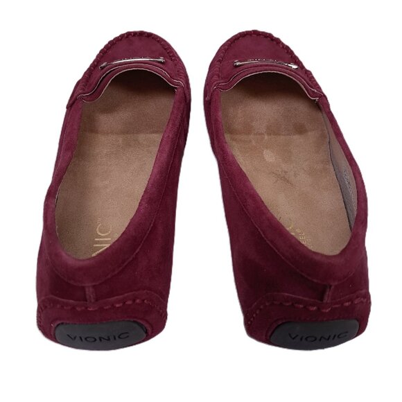 Vionic 456 Sydney Loafers Women 7 Dark Red Suede Leather Slip On Moc TVW4105 - Picture 9 of 14